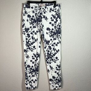 Philosophy Republic Clothing White Navy Blue Floral Ankle Pants Womens Sz 6‎